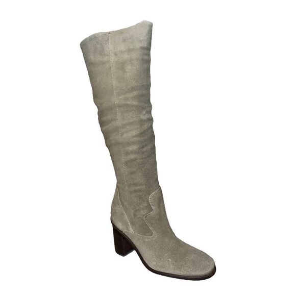 Lucky Brand Womens Jolna Dress Boots Suede Fossilized Grey 7M New - Picture 1 of 7